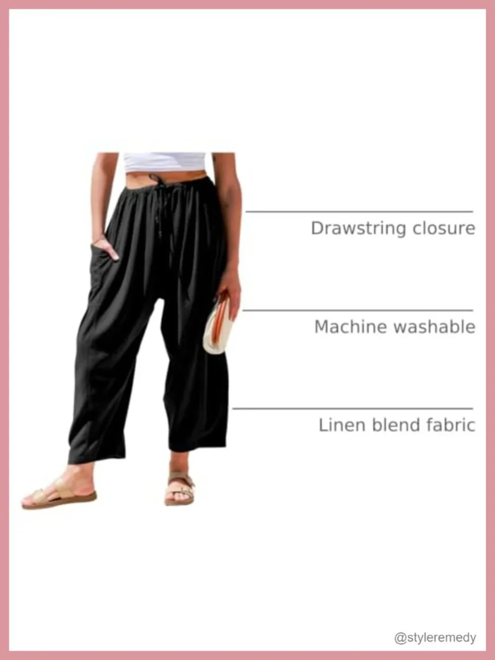 Womens Linen Wide Leg Pants Casual Palazzo Harem Pants with Pockets | Loose Fit